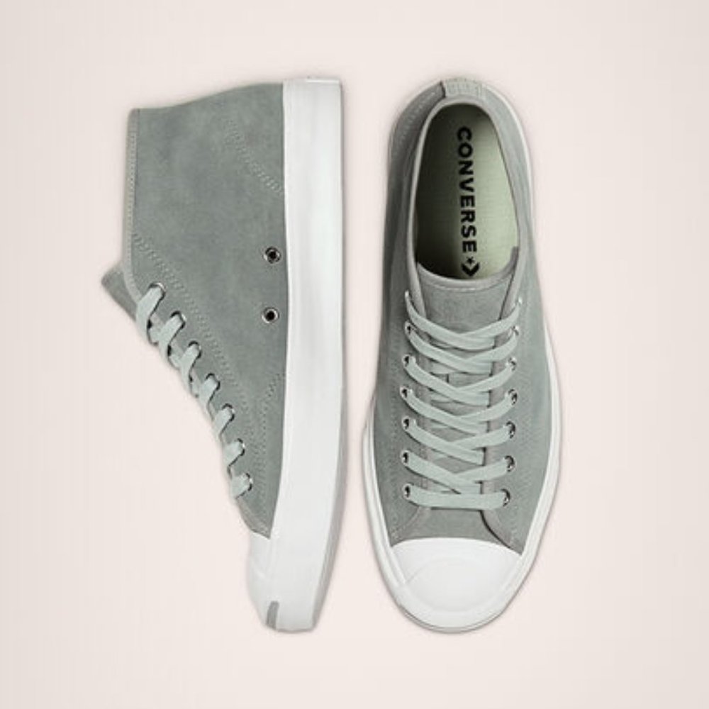 NIB Converse Jack Purcell Mid Suede Ash stone Powder Green White 169443C